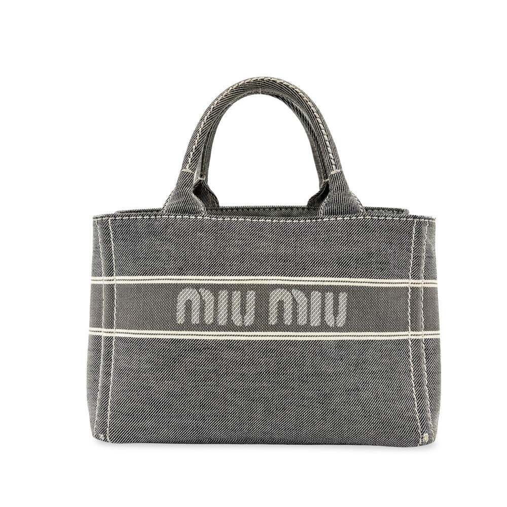 Miu Logo Print Denim Tote Bag #364064M58B